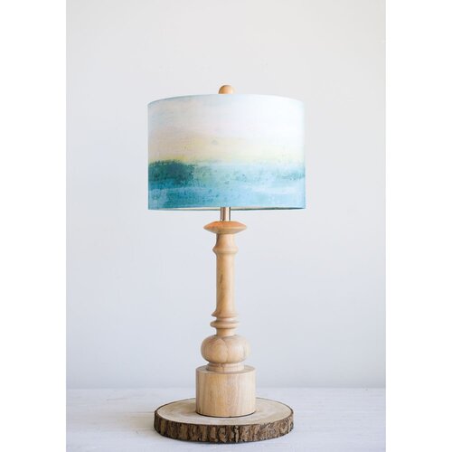 WOOD LAMPS WITH LANDSCAPE SHADES