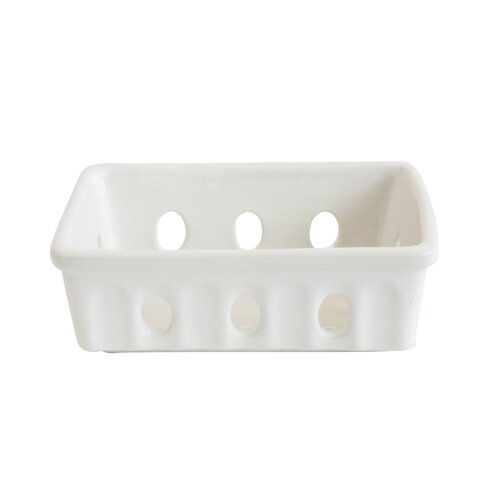 WHITE STONEWARE BERRY  BASKET