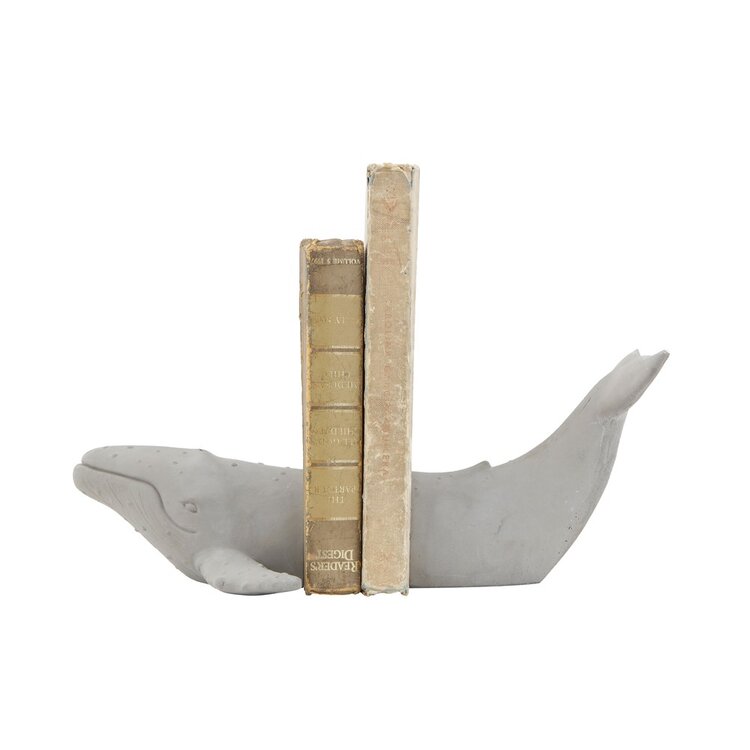 CEMENT WHALE BOOKENDS